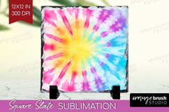Rainbow Tie Dye Slate PNG - Summer Square Slate Sublimation Product Image 1