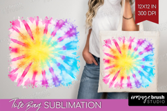 Rainbow Tie Dye Tote Bag - Summer Tote Bag PNG Sublimation Product Image 1