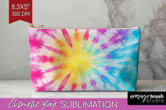 Rainbow Tie Dye Cosmetic Bag - Summer Makeup Bag PNG Product Image 1