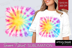 Rainbow Tie Dye Square Tshirt Background - Summer PNG Product Image 1