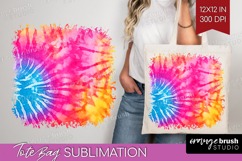 Rainbow Tie Dye Tote Bag - Summer Tote Bag PNG Sublimation Product Image 1