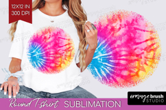 Rainbow Tie Dye Round Tshirt Background - Summer PNG Product Image 1