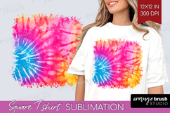 Rainbow Tie Dye Square Tshirt Background - Summer PNG Product Image 1