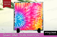 Rainbow Tie Dye Slate PNG - Summer Square Slate Sublimation Product Image 1