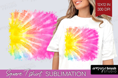 Rainbow Tie Dye Square Tshirt Background - Summer PNG Product Image 1