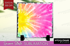 Rainbow Tie Dye Slate PNG - Summer Square Slate Sublimation Product Image 1