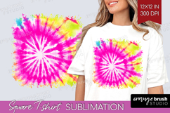 Rainbow Tie Dye Square Tshirt Background - Summer PNG Product Image 1