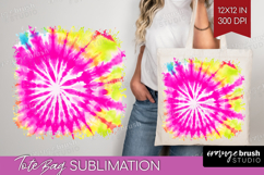 Rainbow Tie Dye Tote Bag - Summer Tote Bag PNG Sublimation Product Image 1