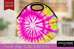 Rainbow Tie Dye Lunch Bag - Summer Lunch Bug PNG Sublimation Product Image 1