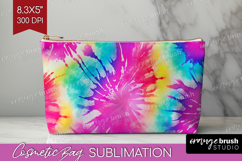 Rainbow Tie Dye Cosmetic Bag - Summer Makeup Bag PNG Product Image 1