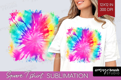Rainbow Tie Dye Square Tshirt Background - Summer PNG Product Image 1