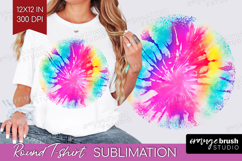 Rainbow Tie Dye Round Tshirt Background - Summer PNG Product Image 1