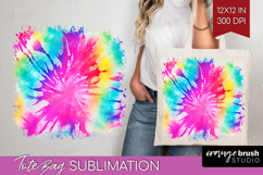 Rainbow Tie Dye Tote Bag - Summer Tote Bag PNG Sublimation Product Image 1