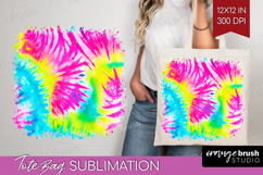 Rainbow Tie Dye Tote Bag - Summer Tote Bag PNG Sublimation Product Image 1