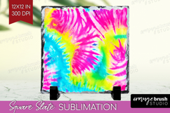Rainbow Tie Dye Slate PNG - Summer Square Slate Sublimation Product Image 1
