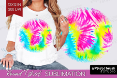 Rainbow Tie Dye Round Tshirt Background - Summer PNG Product Image 1