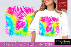 Rainbow Tie Dye Square Tshirt Background - Summer PNG Product Image 1