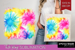 Rainbow Tie Dye Tote Bag - Summer Tote Bag PNG Sublimation Product Image 1