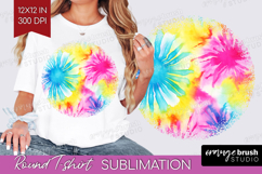 Rainbow Tie Dye Round Tshirt Background - Summer PNG Product Image 1