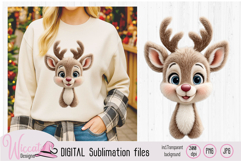 Cute Faux Yarn Reindeer PNG Bundle, Christmas Reindeer Product Image 4