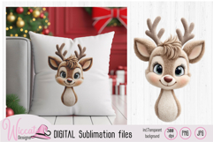 Cute Faux Yarn Reindeer PNG Bundle, Christmas Reindeer Product Image 2