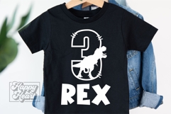 Three Rex SVG - Dinosaur 3rd Birthday Boy PNG- 3 Dinosaur Product Image 5