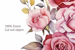 Pink Roses Bouquet watercolor sublimation clipart, PNG file Product Image 3