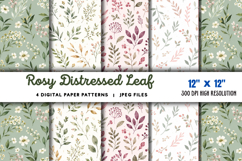 Rosy Distressed Leaf Digital Paper JPG Product Image 1