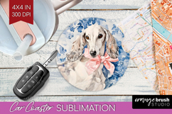 Saluki Dog Car Coaster Floral Dog Coaster PNG Sublimation Product Image 1