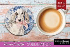 Saluki Dog Round Coaster Floral Dog Coaster PNG Sublimation Product Image 1