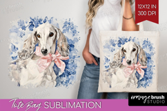 Saluki Dog Tote Bag Floral Dog Tote Bag PNG Sublimation Product Image 1