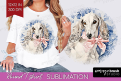 Saluki Dog Round Tshirt Background Floral Dog PNG Product Image 1