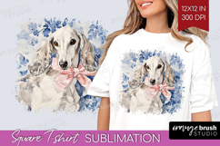 Saluki Dog Square Tshirt Background Floral Dog PNG Product Image 1