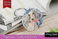 Saluki Dog Keychain PNG Floral Dog Keychain Sublimation Product Image 1