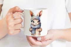 Watercolour Bunny Illustration | Cute Winter Bunnies PNG Product Image 2