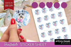 Schnauzer Dog Round Sticker Floral Dog Printable Sticker Product Image 1