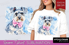 Schnauzer Dog Square Tshirt Background Floral Dog PNG Product Image 1