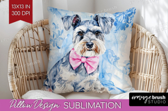 Schnauzer Dog Pillow Sublimation Floral Dog Pillow Cover PNG Product Image 1