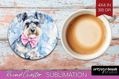 Schnauzer Dog Round Coaster Floral Dog Coaster PNG Product Image 1