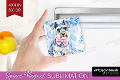 Schnauzer Dog Magnet Sublimation Floral Dog Square Magnet Product Image 1