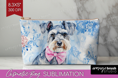 Schnauzer Dog Cosmetic Bag Floral Dog Makeup Bag PNG Product Image 1
