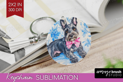 Scottish Terrier Dog Keychain PNG Floral Dog Keychain Product Image 1