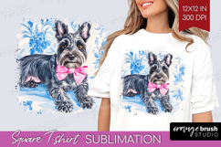 Scottish Terrier Dog Square Tshirt Background Floral Dog PNG Product Image 1