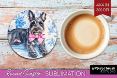 Scottish Terrier Dog Round Coaster Floral Dog Coaster PNG Product Image 1