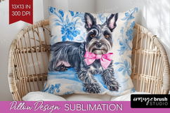Scottish Terrier Dog Pillow Sublimation Floral Dog Pillow Product Image 1