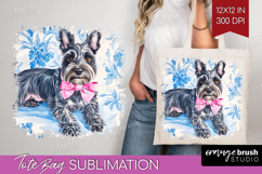 Scottish Terrier Dog Tote Bag Floral Dog Tote Bag PNG Product Image 1