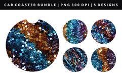 Sequin Keychain And Car Coaster Sublimation Design Product Image 1