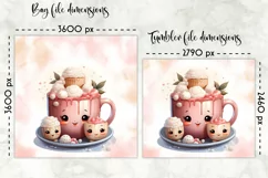 Christmas Lunch Bag Print | Kawaii Hot Chocolate and Cookies Product Image 2