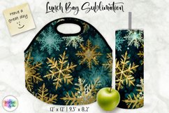 Shimmering Golden Snowflakes Lunch Bag | Snowflakes Tumbler Product Image 1