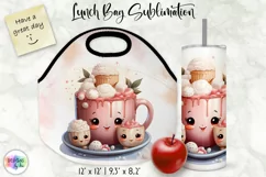 Christmas Lunch Bag Print | Kawaii Hot Chocolate and Cookies Product Image 1